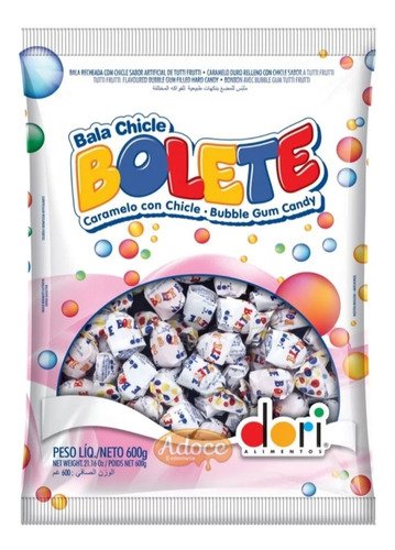 Bala Chiclete Bolete Tutti Frutti Dori 600g Kit C/5