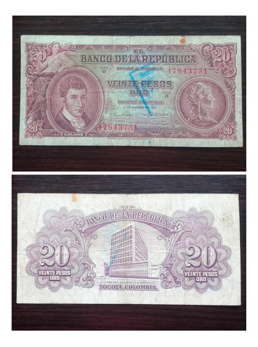 Billete De 20 Pesos Oro De 1961.