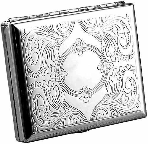 Estuche De Metal Vintage Para Cigarrillos Etched Silver L