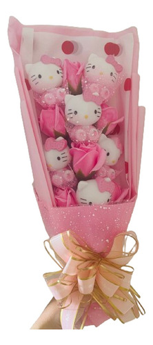 Presente Especial Buquê Fofo Kitty Com Rosas Artificiais Cor Hello
