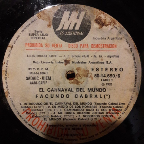 Sin Tapa Disco Facundo Cabral El Carnaval Del Mundo F0