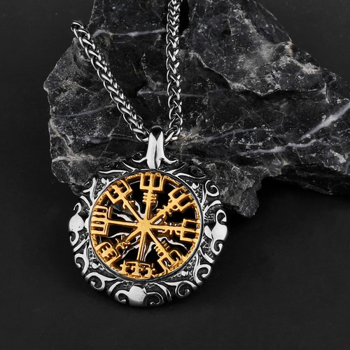 Imagem 2 de 5 de Colar Masculino Com Pingente Runa Viking