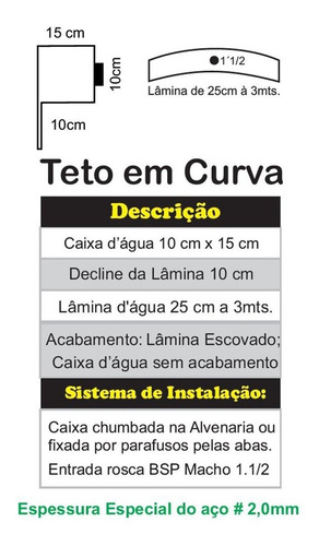 Cascata De Embutir No Teto Piscina Véu D'água 50cm Curva