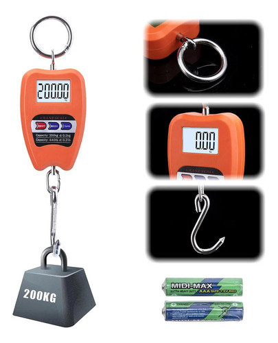 Balanza Colgantes 200kg Dijitales Pantalla Lcd+ 2 Pilas Negro O Naranja Según Disponibilidad De Stock