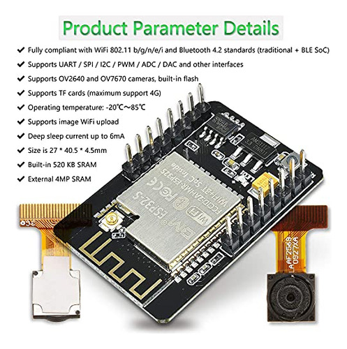 2 Placas Esp32-cam-mb, Esp32-cam W Bt Board Esp32-cam-m De P