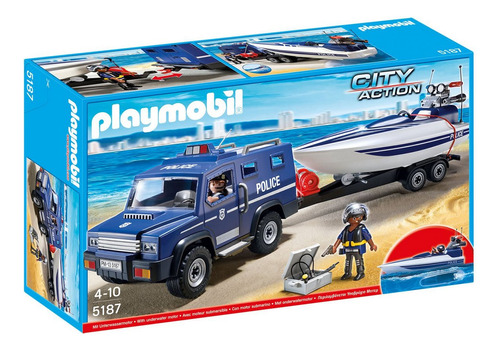 Coche De Policía Con Lancha A Pila Playmobil Ploppy.6 275187