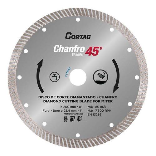 Disco Cortag Chanfro 45 200mm Furo 25,4 61681 Para Zapp