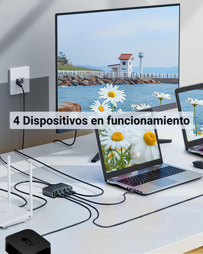 Adaptador Ethernet Red Gigabit Divisor Rj45 1 En 4 1000mbps