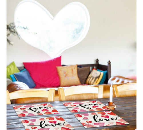 N 4pzs Manteles Individuales De Amor Para San Valentín Decor