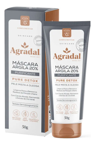 Máscara Argila 20% Purificante Pure Detox 50g - Agradal