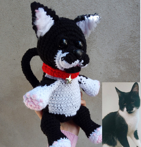 Muñeco Mascota Personalizado. Amigurumi Tejido Crochet Gato