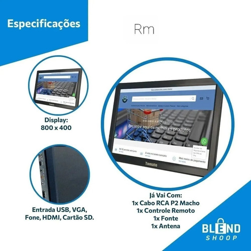 Imagem 7 de 8 de Tv Portátil Tomate Monitor 14´´ Digital Bateria Hdtv/dtv/isd