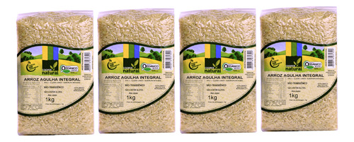 Kit 4 Arroz Agulhinha Integral Orgânico Coopernatural 1 Kg