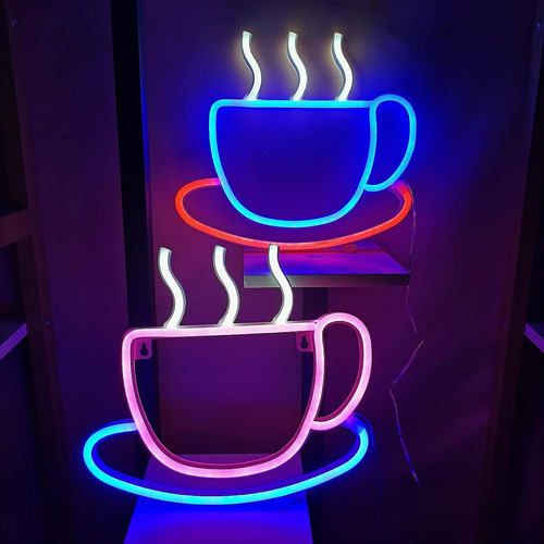 Letrero De Neón Con Forma De Taza De Café Led, Luz De