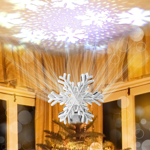 Luz Proyección Árbol Navidad Copo De Nieve 3d Giratorios