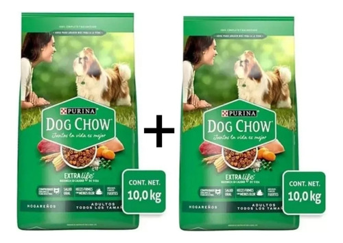 2 Bolsas Croquetas Dog Chow Razas Pequeñas 10kg C/u Adulto