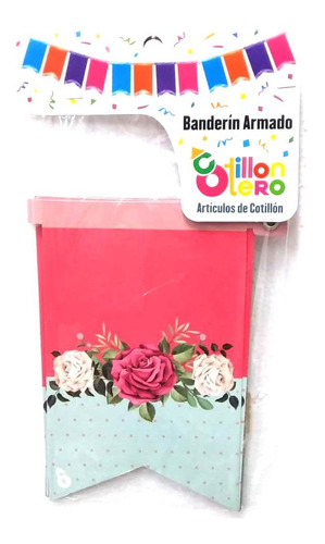 Banderin Armado Floral Rosas Otero 5 Soles Cotillón