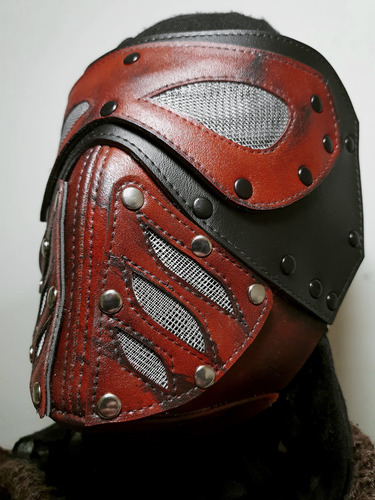 Máscara Diesel Punk Eco Cuero Techno Roja Pintada Rg Cuellos Rojo Cyber Red