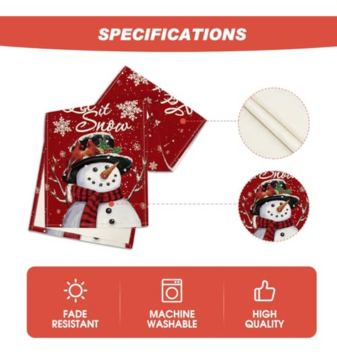 Artoid Mode Red Snowman Let It Snow Winter Table Runner, De