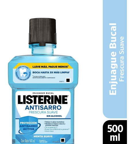 Listerine Antisarro Enjuague Bucal Zero Alcohol 500ml