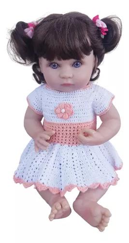 Vestido Para Boneca Bebê Reborn Pequena Roupinha de Crochê - Malu