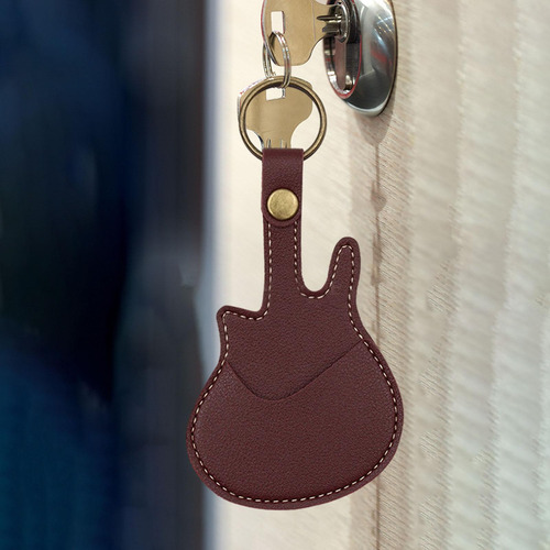 Soporte De Púas De Guitarra Portátil De Cuero Pu Para Rojo