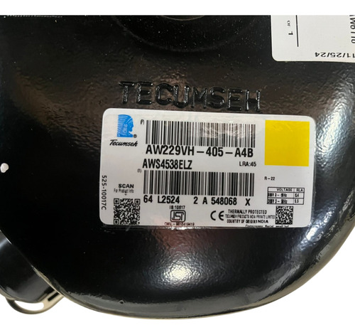 Compressor Tecumseh Trifásico R22 Aws4538elz 3hp 380v