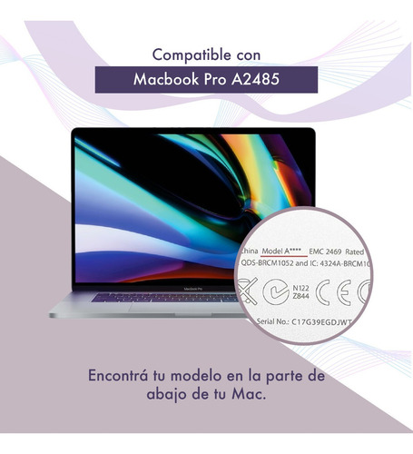 Imagen 6 de 9 de Protector Teclado Silicona - Compatible Macbook Pro 16 A2485