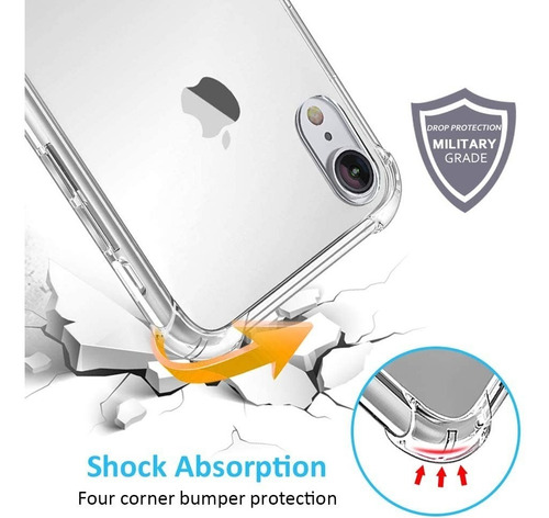 Imagen 2 de 10 de Carcasa Para iPhone XR Transparente Rugged Marca Cofolk