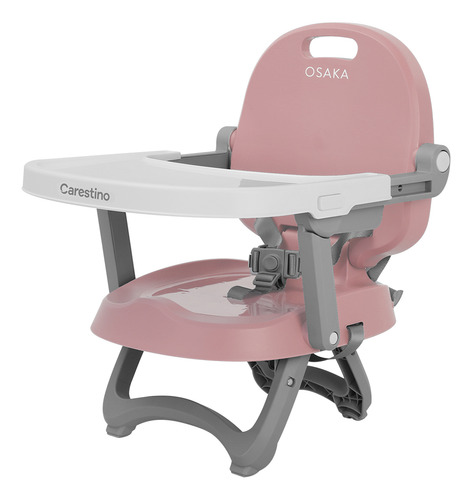 Silla De Comer Bebe Carestino Osaka Booster Rosa Plegable, Altura Adaptable y con Bandeja Extraíble