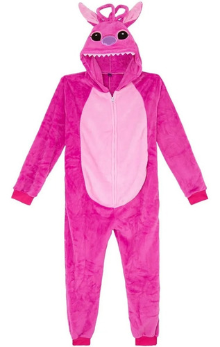 Pijama Macacão Pelúcia Angel Stitch Kigurumi Original Disney
