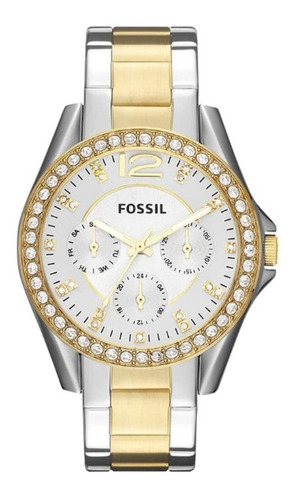 Fossil Riley Reloj De Pulsera Para Mujer 38mm Plateado/dorad