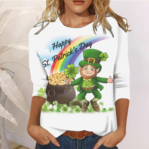 Camiseta D Para Mujer Con Estampado Del Día De San Patricio