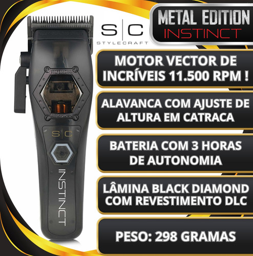 Máquina De Cortar Cabelo Stylecraft Instinct Motor 11500 Rpm