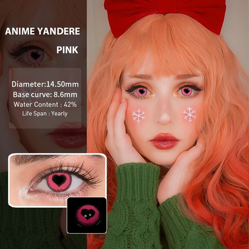 Lentes De Contacto Corazón Kawaii Anime Yandere + Estuche