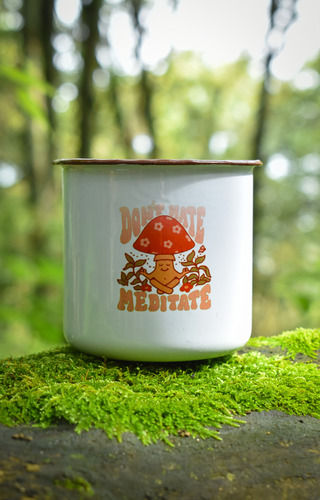Taza Hongo Meditando De Peltre