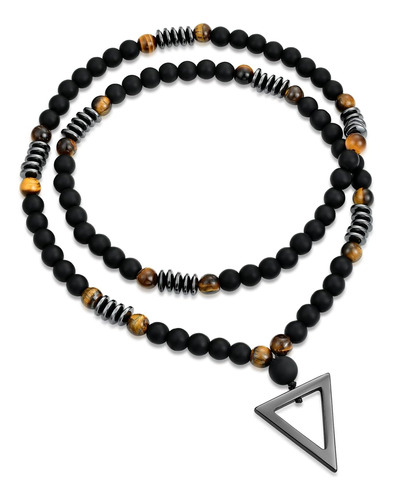 Starchenie Collar De Ónix Negro De 8 Mm, Cadena De Collar Co