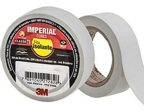 Imagem 1 de 2 de Kit C/ 10 Fita Isolante Imperial Branca 18mmx20m 3m