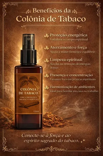 Colônia De Tabaco 120ml - 100% Natural (óleos Essenciais
