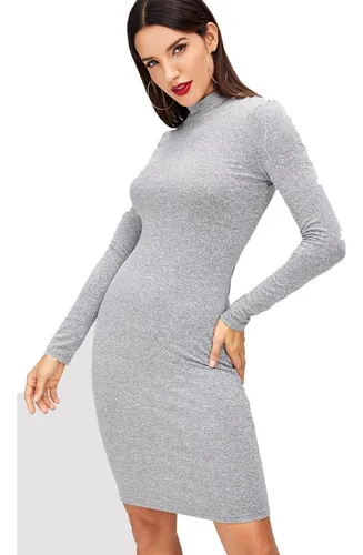 Vestido Casual Gris Midi Vestidos Casuales Ropa Mujer | Envío gratis Vestido Casual Gris Midi Vestidos Casuales Ropa Mujer | Envío gratis