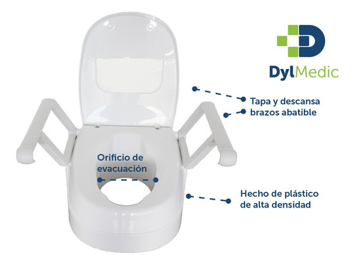 Incremento Para Baño Wc C/tapa Y Descansabrazos Premium