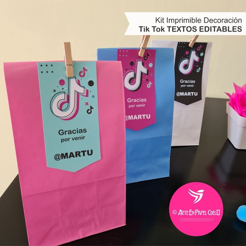 Imagen 7 de 9 de Kit Imprimible Decoración Candy Bar Tik Tok Textos Editables