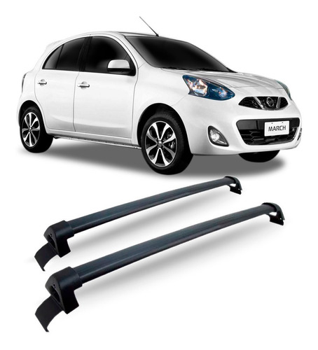 Suporte Rack De Teto Nissan March Aluminio Preto