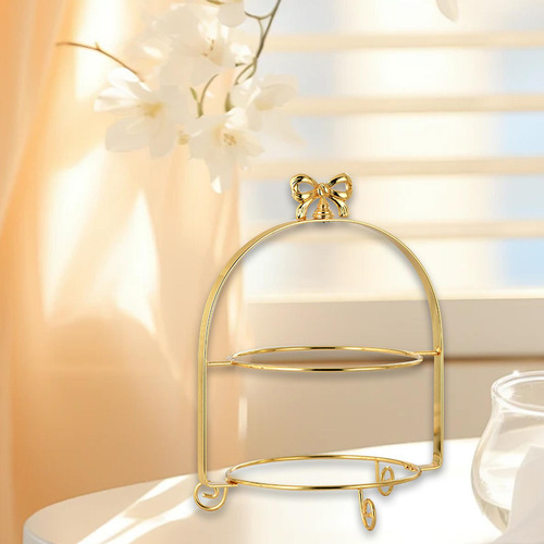 Sobremesa Display Frutas Prato Rack Festa Camada Dupla Ouro