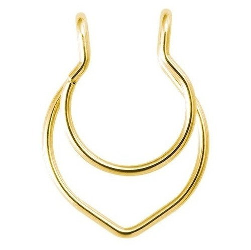 Piercing Septum Doble Falso Para Nariz Dorado