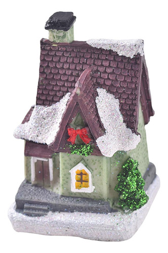 2pcs Lighted House Statue Ornament Light Village Set