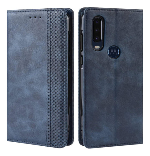 Funda Para Motorola One Action Retro Cuero Pu Wal2263