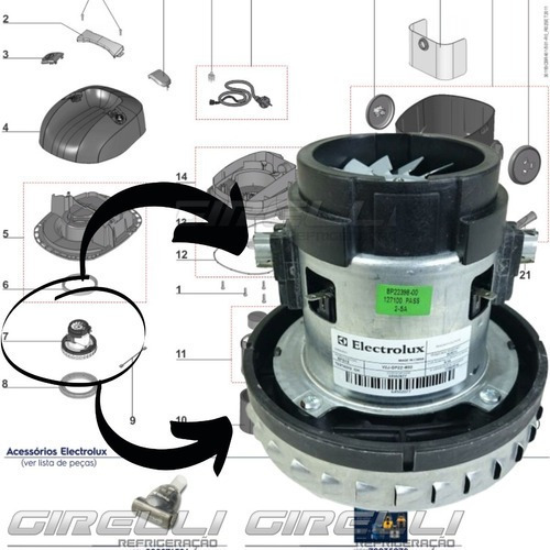 Imagem 5 de 10 de Motor Electrolux Bps1s 127v S/protetor A10/a20/soprador Pet