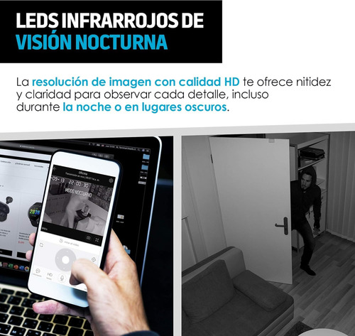 Camara Seguridad Ip Full Hd Wifi Vision Nocturna 360 Blanco Blanco