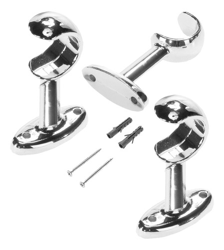 Suporte Cortina  Para Varão Simples 28mm Metal 3 Peças